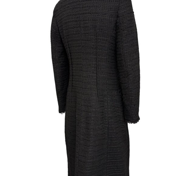 Zara Basic Womens Black Tweed Long Button-Up Coat Dress - Picture 11 of 14